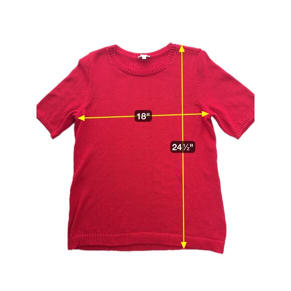 Talbots Red Linen Blend Lightweight Short Sleeve Sweater Womens Petite Size MP - Picture 7 of 7